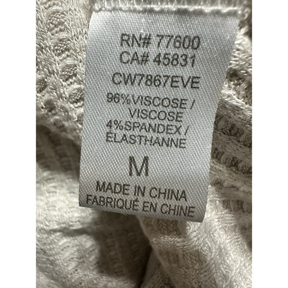 Chaser Revolve Waffle Knit Thermal Scoop Neck Top with Snap Cuffs Oatmeal Size M - Picture 7 of 7